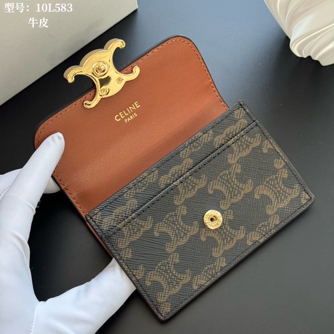 Celine Triomphe Flap Card Holder in Canvas High