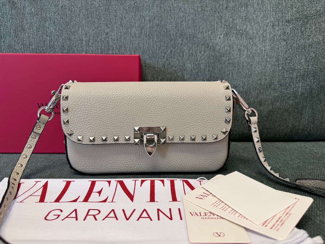 Valentino Garavani Small Rockstud Shoulder Bag Grey High