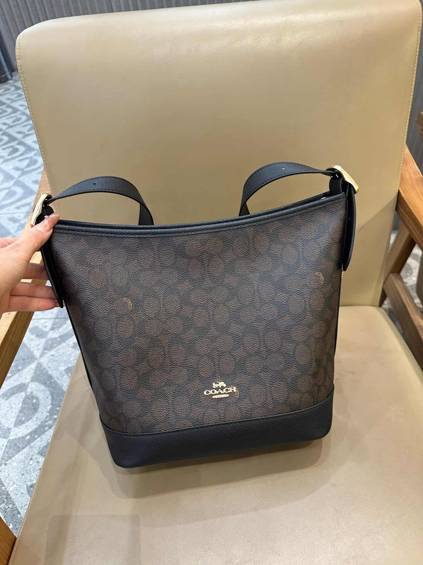 Coach Jude Duffle Bag in Signature Canvas with Walnut Leather High