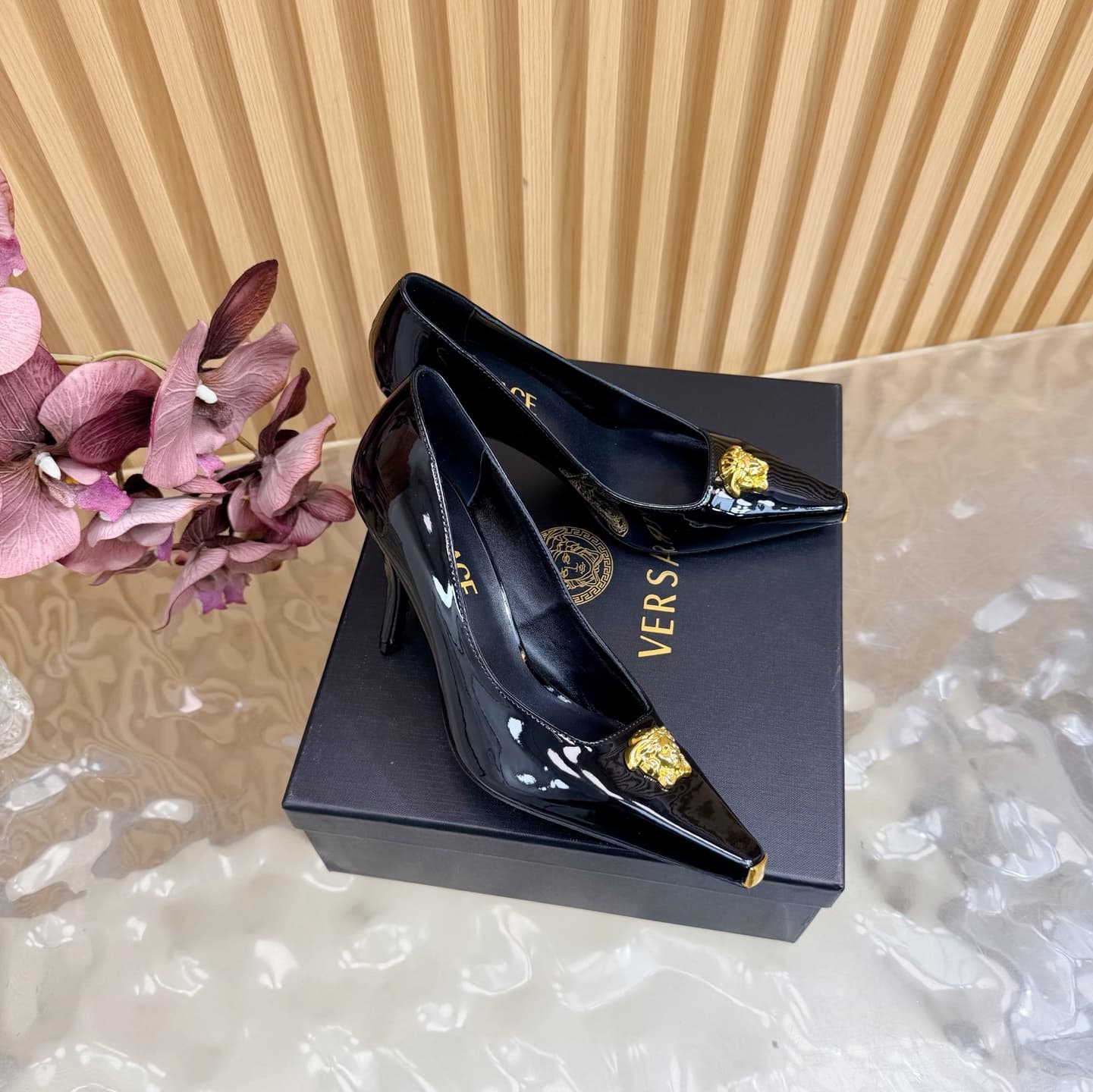 Versace La Medusa patent leather pumps shoes women
