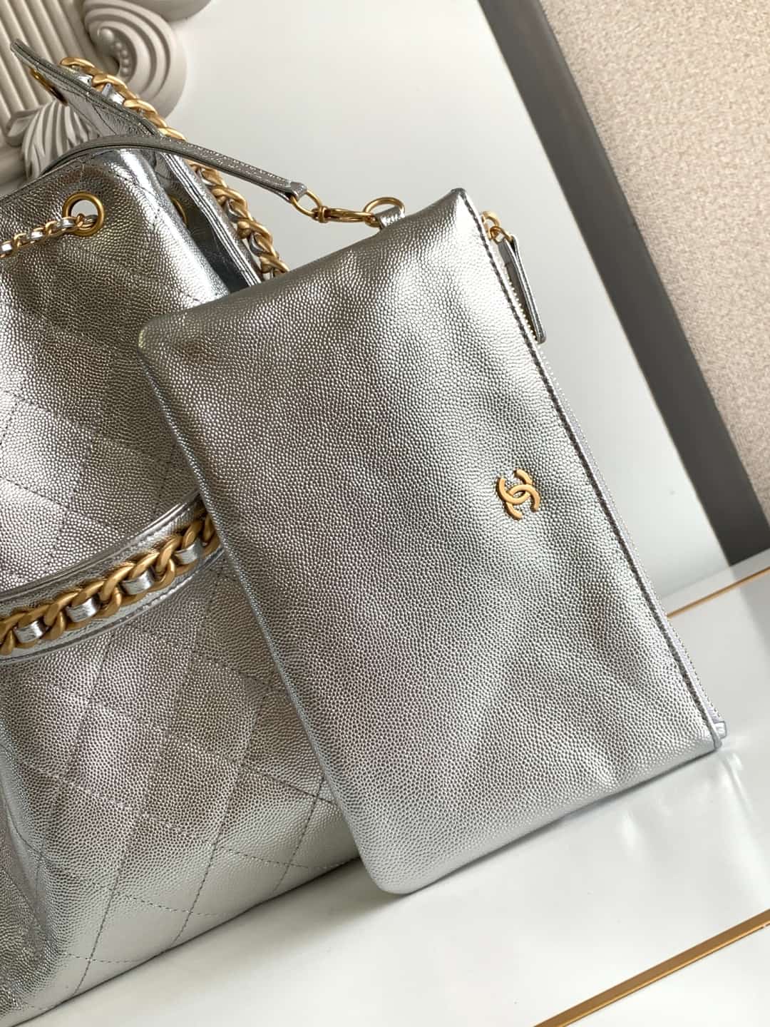 Chanel 25 Medium Hobo Medium handbag AS5311 Grained Calfskin & Gold-tone Metal Silver A