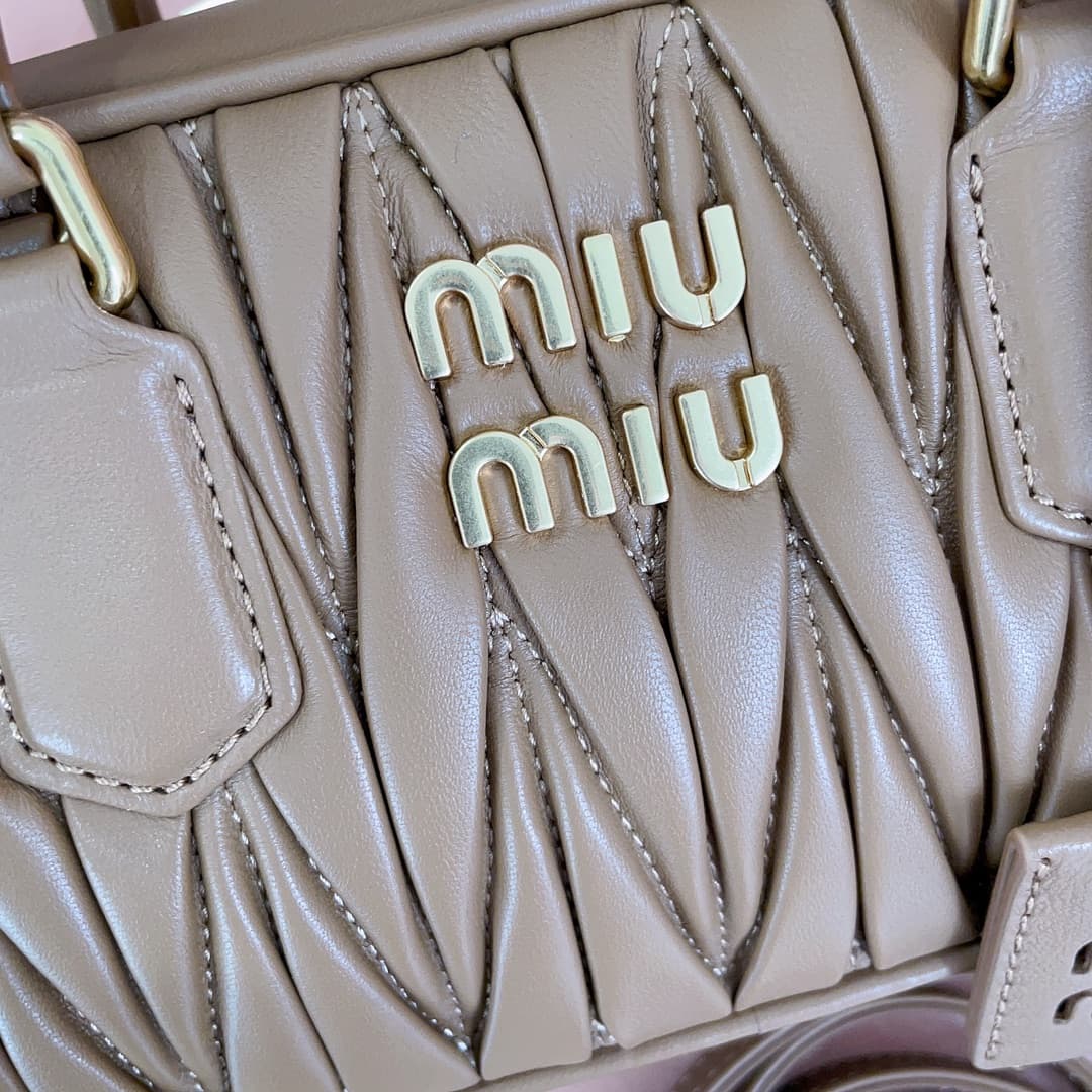 Miu Miu Arcadie matelassé nappa leather bag 5BB142 Beige High