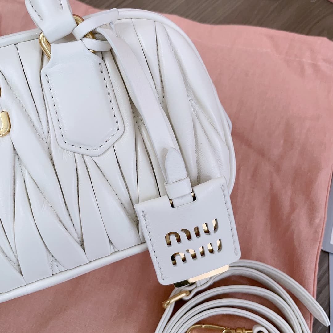 Miu Miu Arcadie matelassé nappa leather bag 5BB142 Cream High