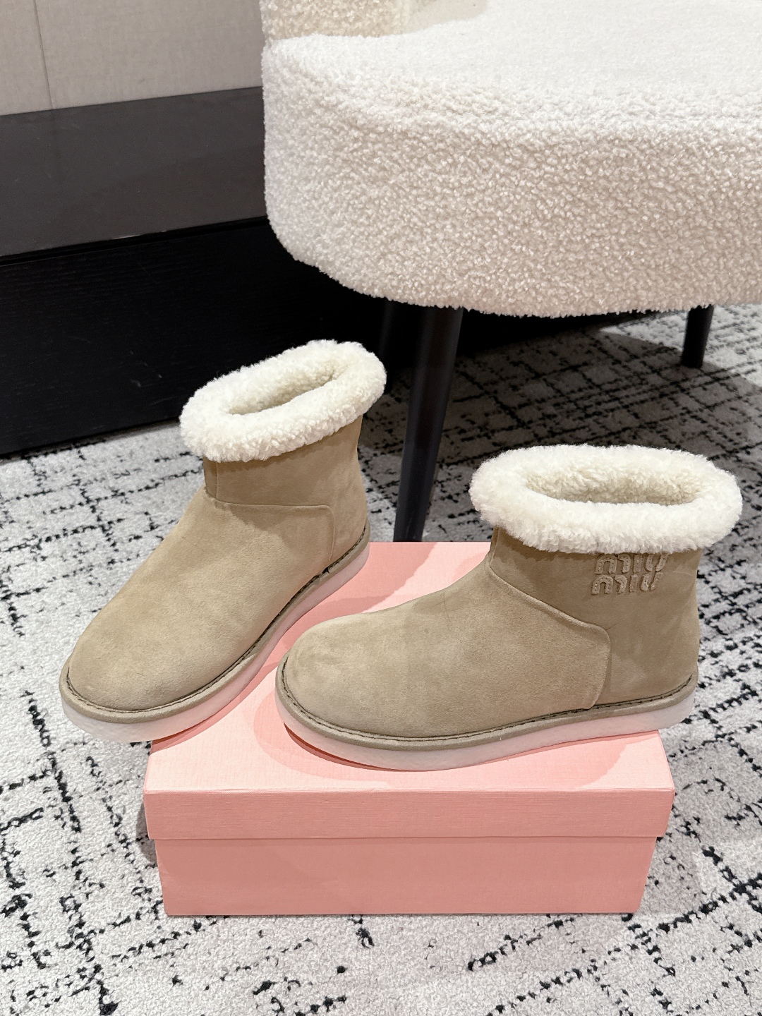 Miu Miu Cappuccino Suede Ankle Boots Women