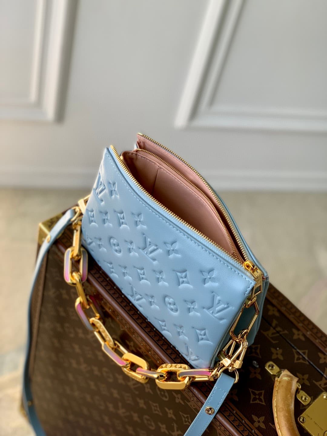 Louis Vuitton Coussin BB Monogram embossed puffy lambskin M24338 Sky Blue High