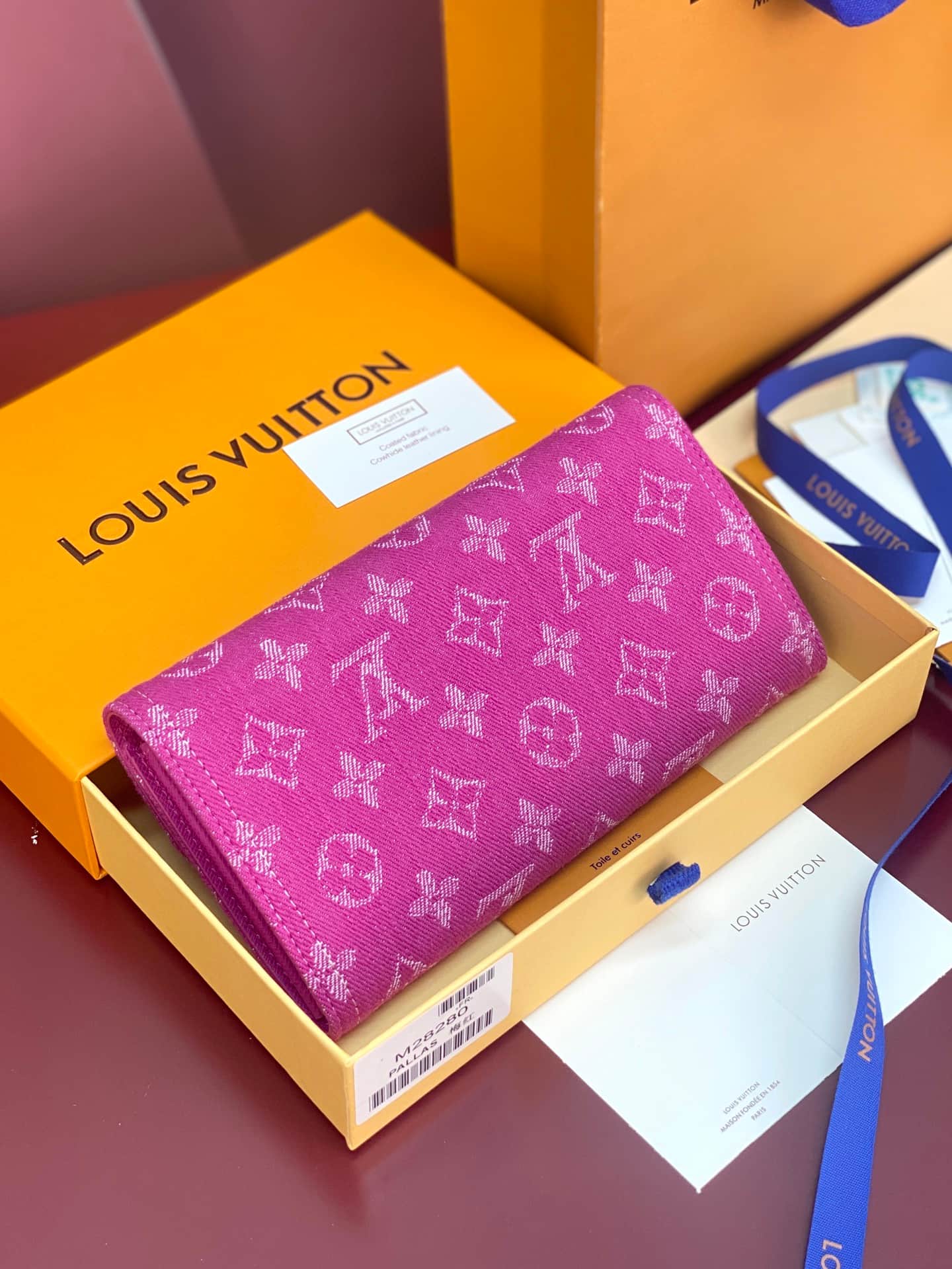 Louis Vuitton Sarah Wallet Fuchsia Denim M28280 High