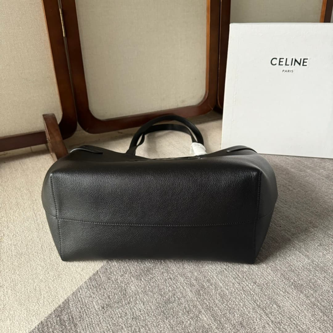 Celine Cabas Anais Tote Bag in Black Grained Calfskin High