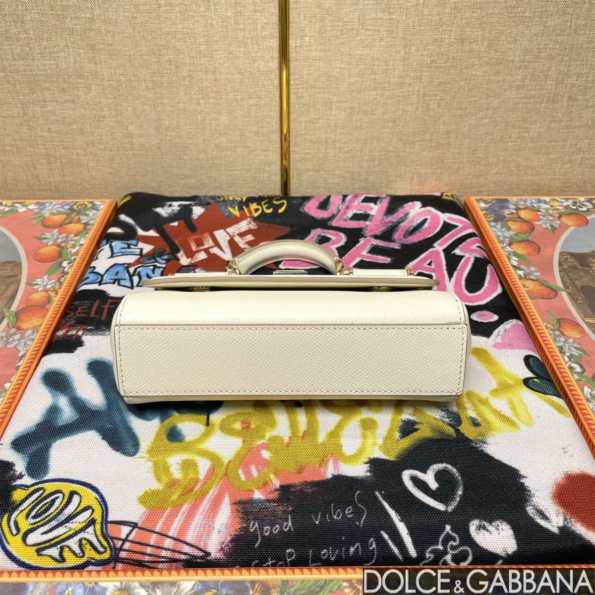 Dolce & Gabbana Miss Sicily top handle bag calfskin leather White High