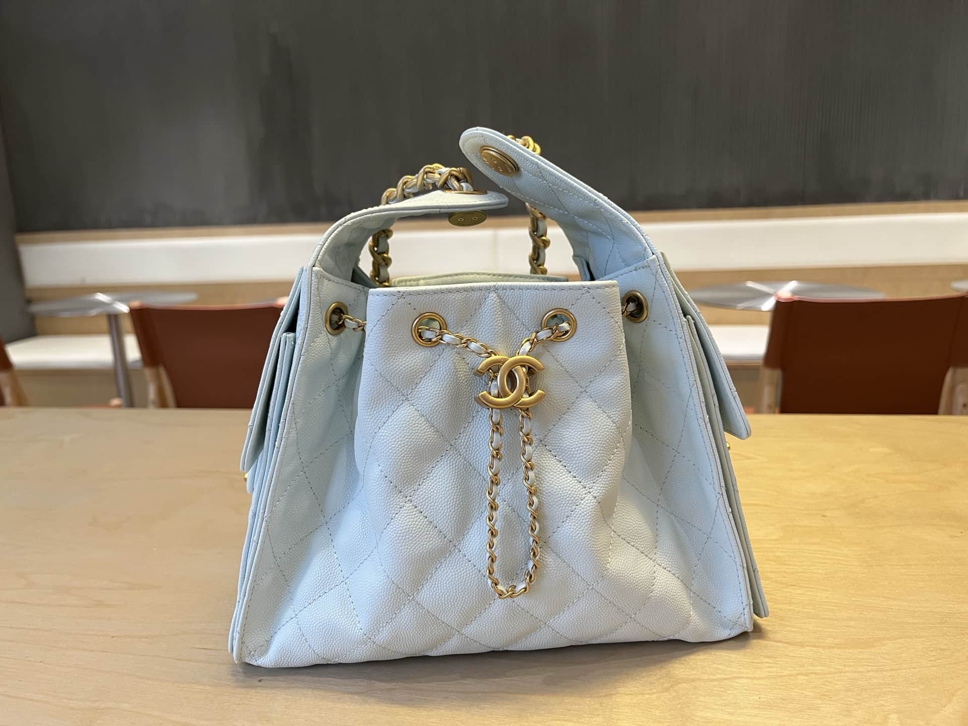 Chanel 25 Small Hobo handbag AS5293 Grained Calfskin & Gold-tone Metal Light-Blue A
