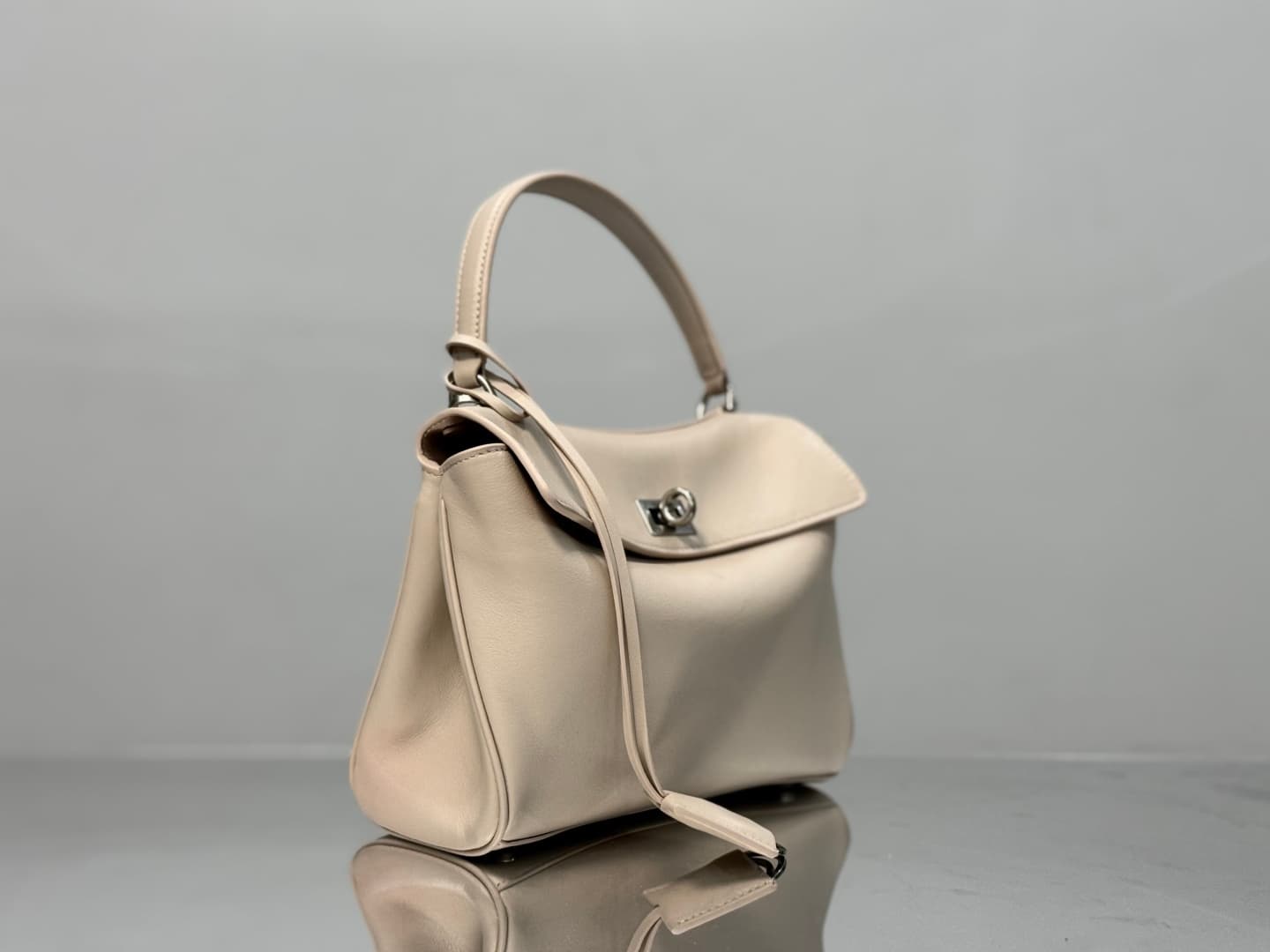 Balenciaga Rodeo Mini Bag in Beige Leather With Silver-Tone Metal TOP
