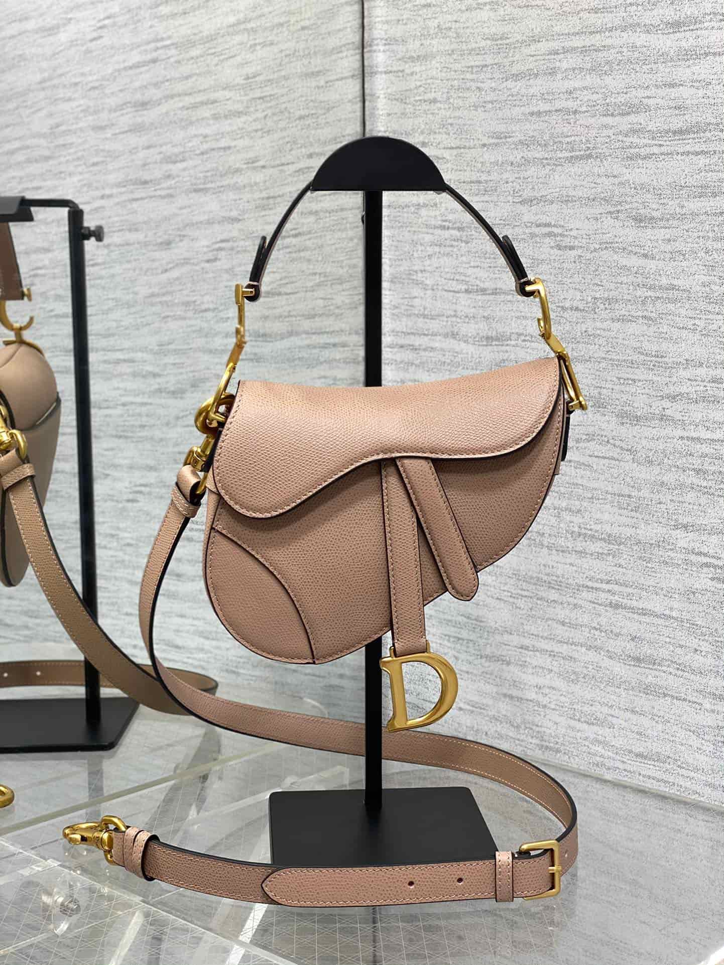 Mini SADDLE BAG Grained Calfskin Beige High