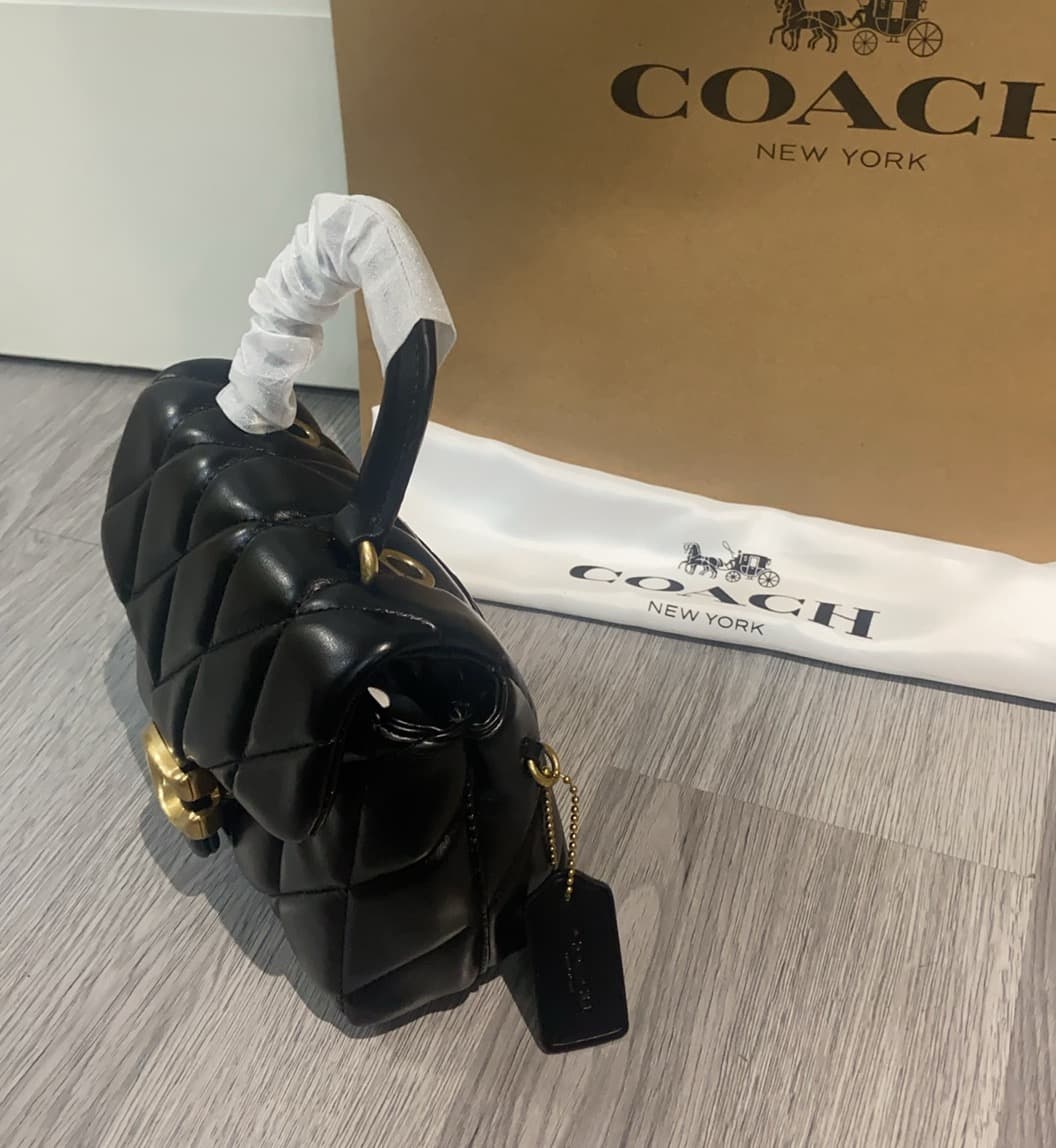 COACH Tabby Top Handle Bag With Quilting Black High