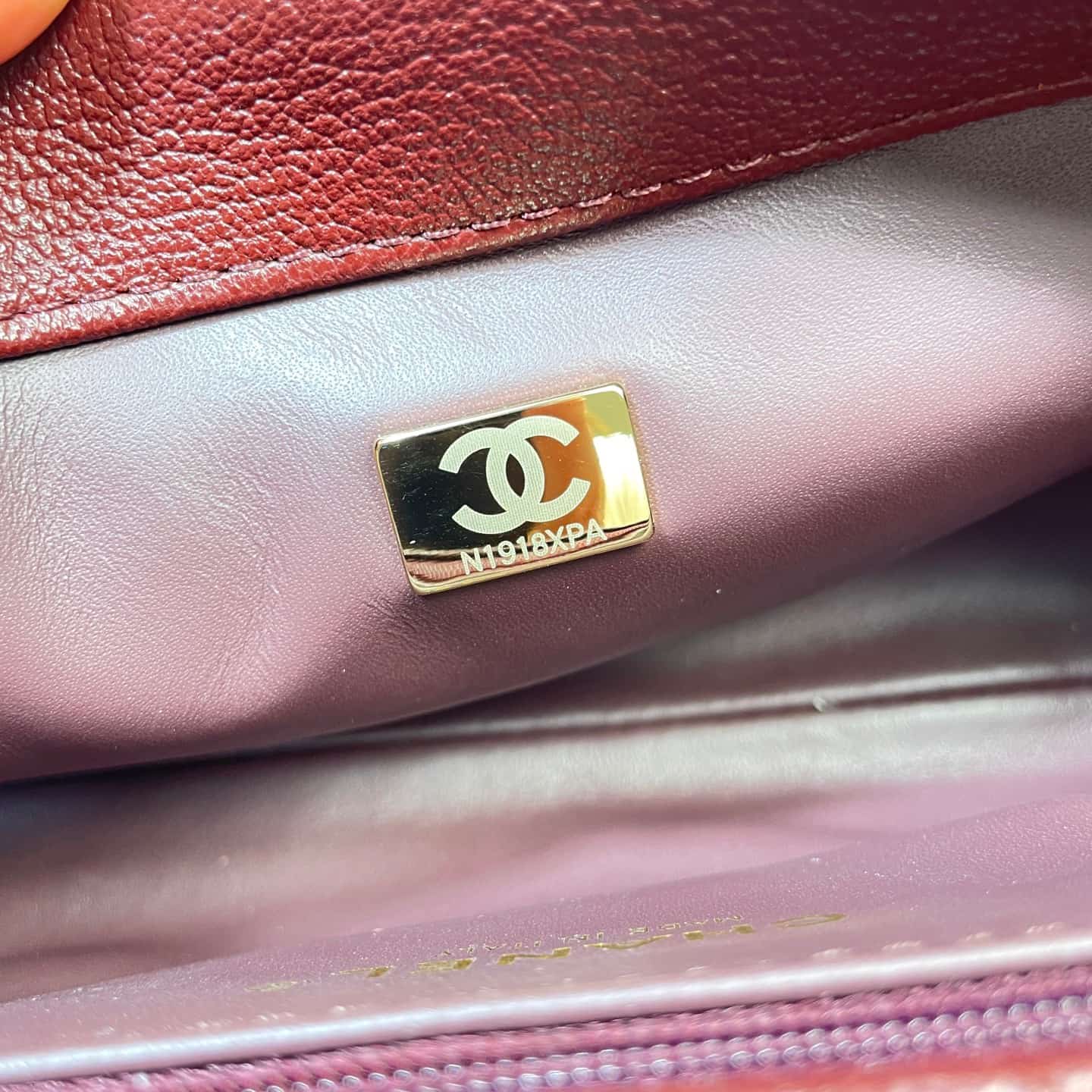 Chanel Maxi Flap Bag with Top Handle Calfskin& Gold-Tone Metal AS6091 Claret A