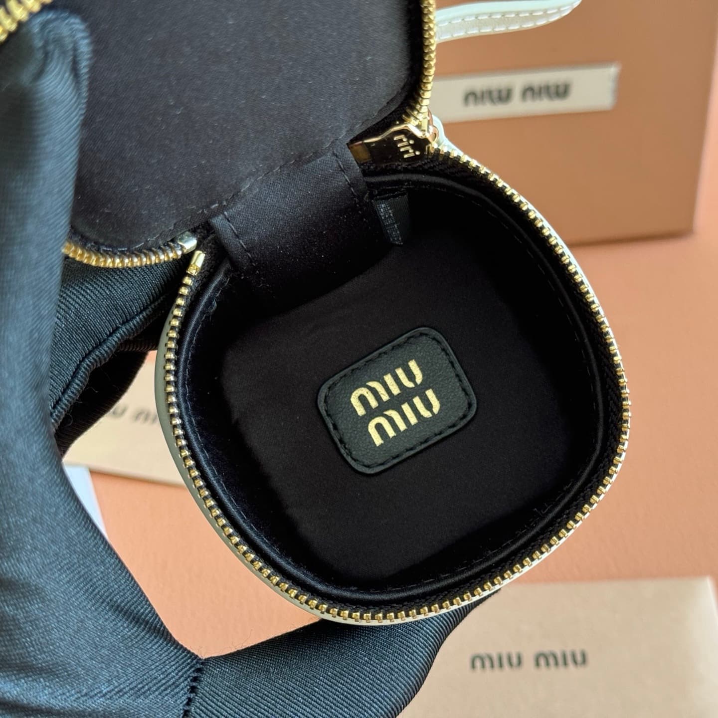 Miu Miu leather keyring pouch 5TL527 Black TOP