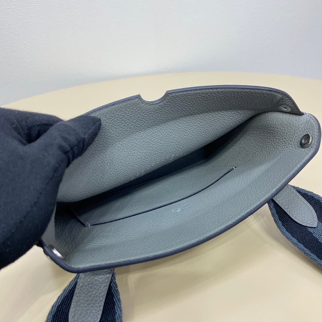 Hermès Videpoches Bag Togo Leather In Grey Blue WAX High