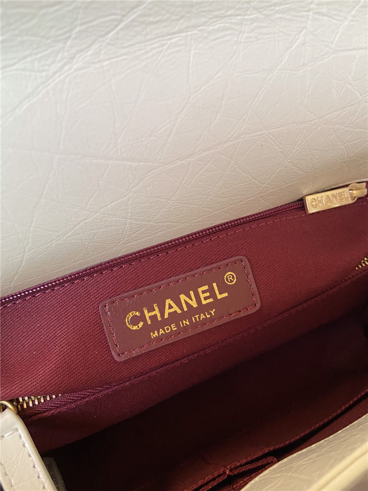 Medium FLAP BAG WITH TOP HANDLE Shiny Calfskin Gold Metal High