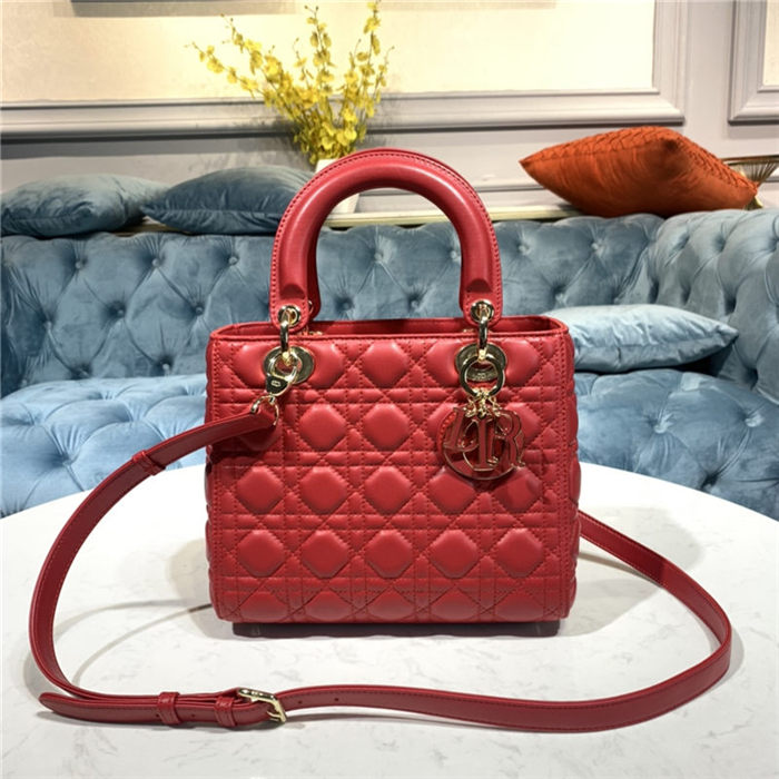 MEDIUM LADY Dior BAG Cannage Lambskin Enamel High