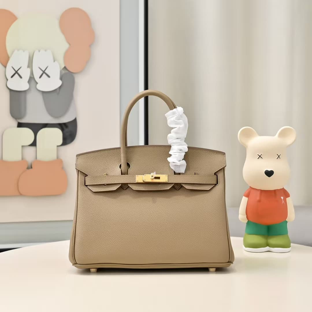 Hermes Birkin 25/30/35cm Bag Calfskin Silver/Gold Metal In Trench High