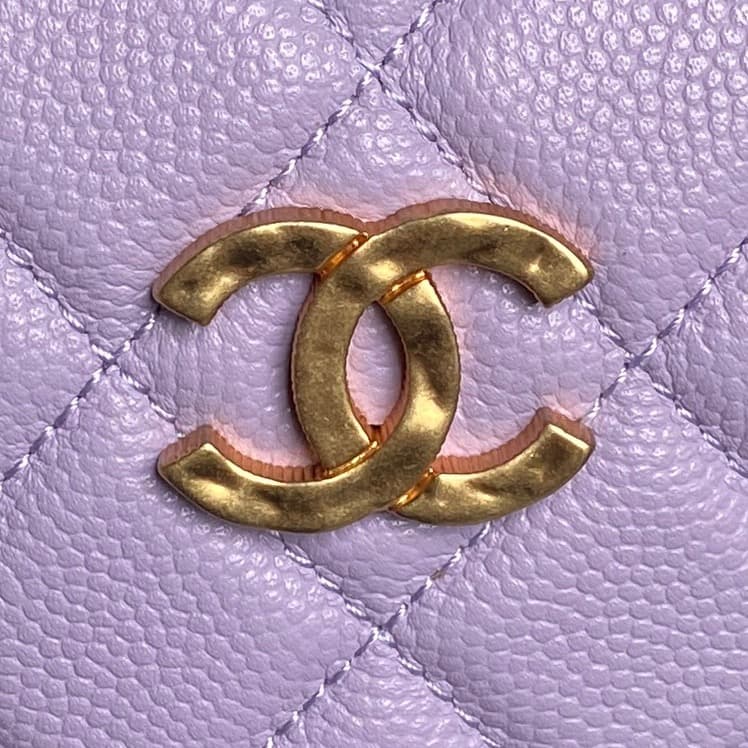 Chanel mini round hobo pouch bag AP4584 Grained Calfskin & gold-tone metal light purple high
