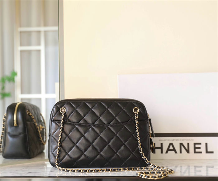 Chanel SMALL CAMERA CASE Shiny Lambskin & Gold-Tone Metal TOP