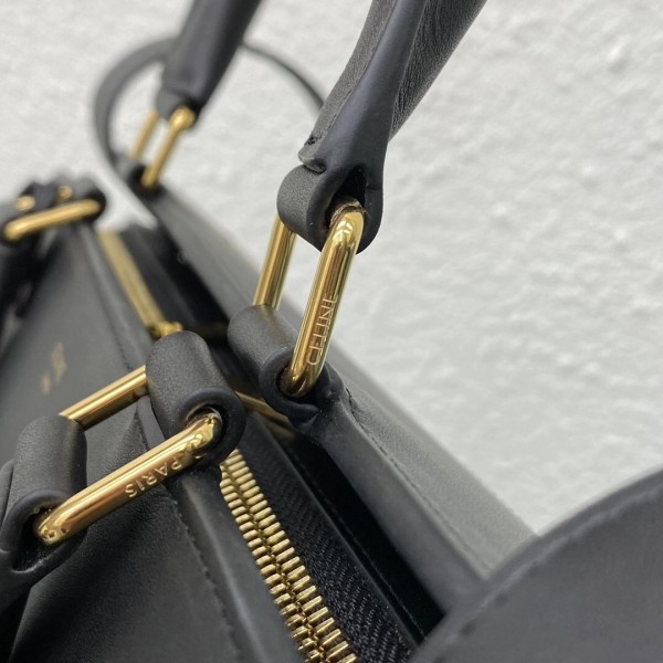 Celine Medium Cabas De France Bag In Textile And Black Calfskin High