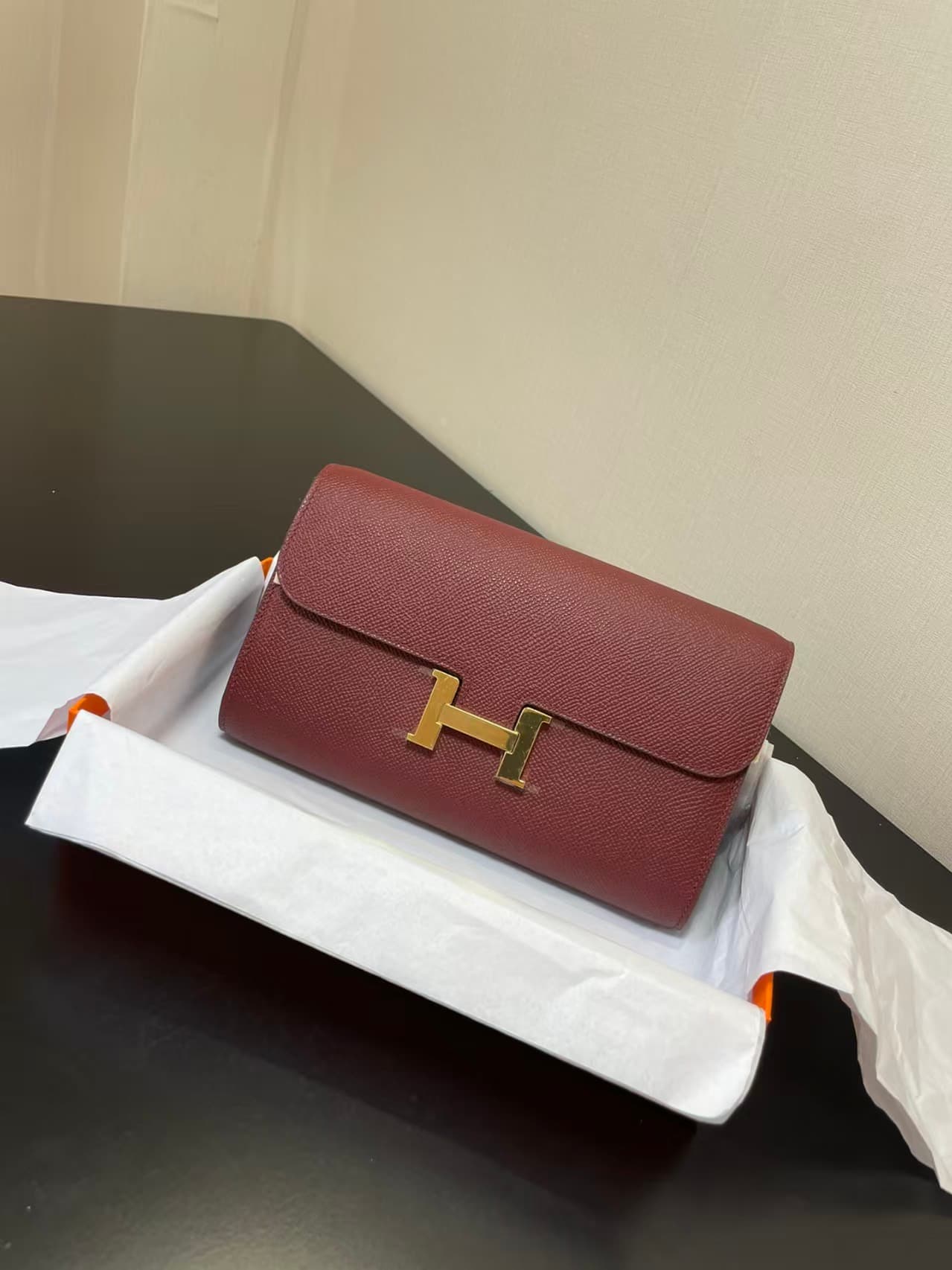 Hermes Constance Wallet To Go in Rouge H Wax High