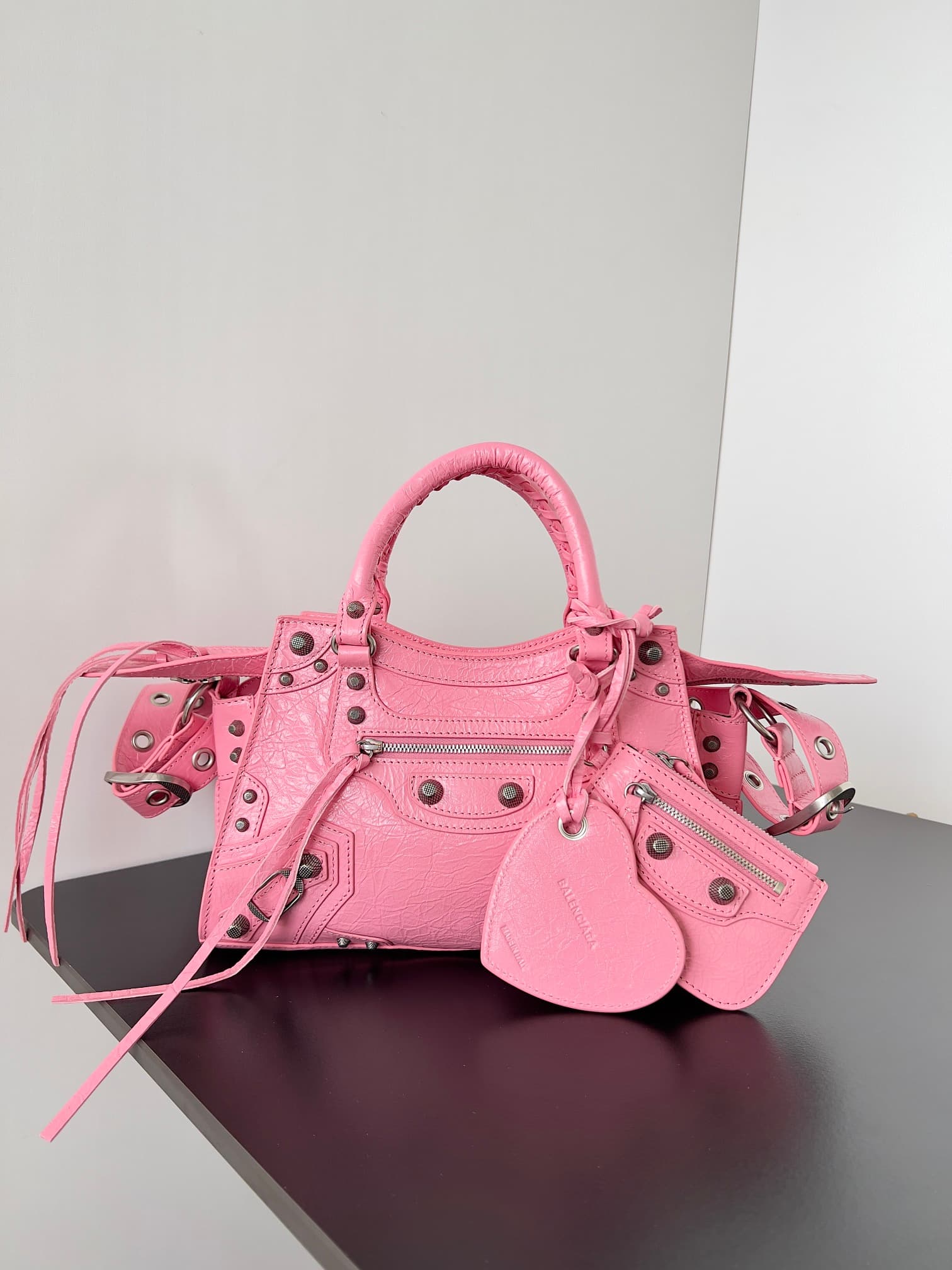 Balenciaga Small Neo Cagole City bag in Pink lambskin leather High