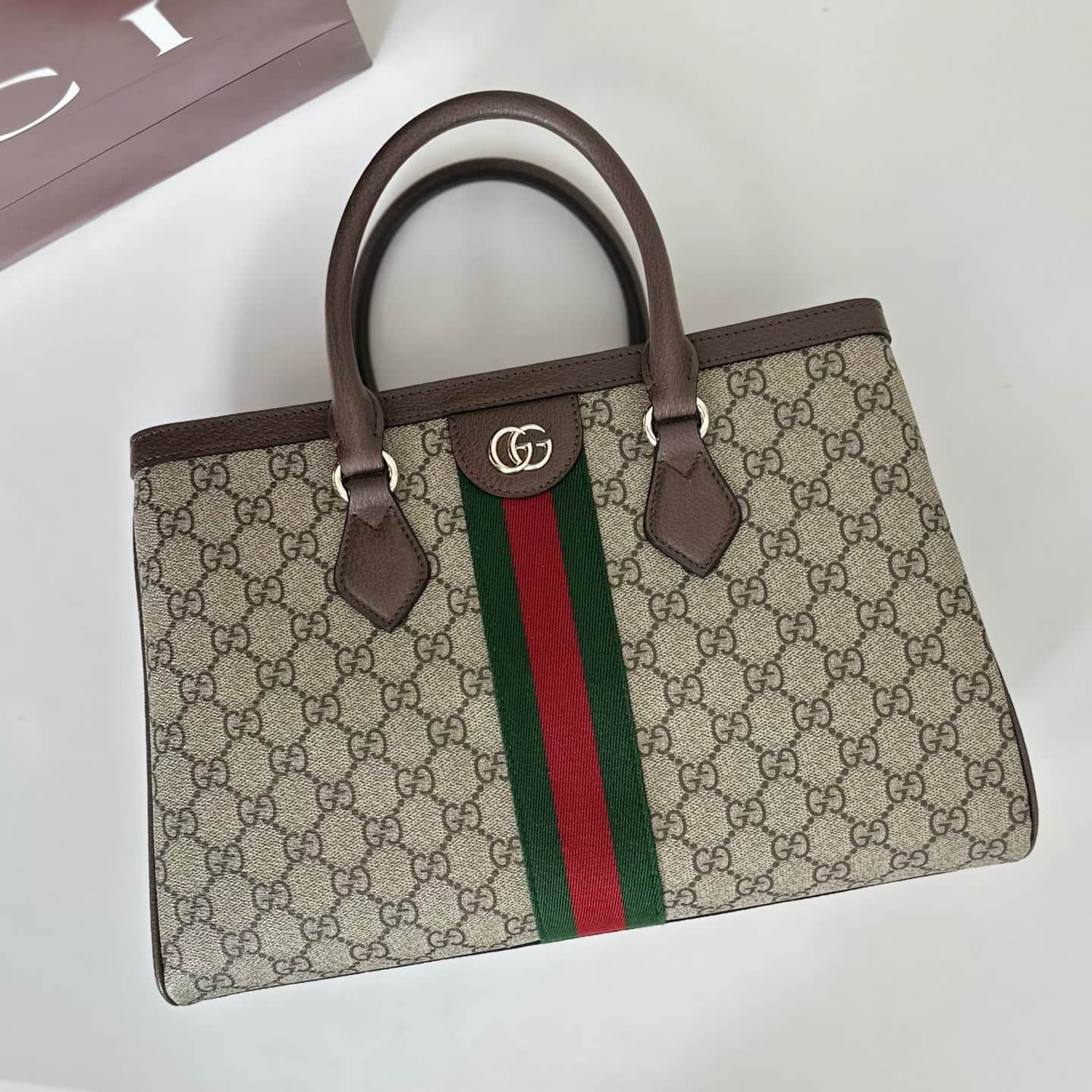 Gucci Ophidia medium tote bag Beige and dark brown GG Monogram 836839 High