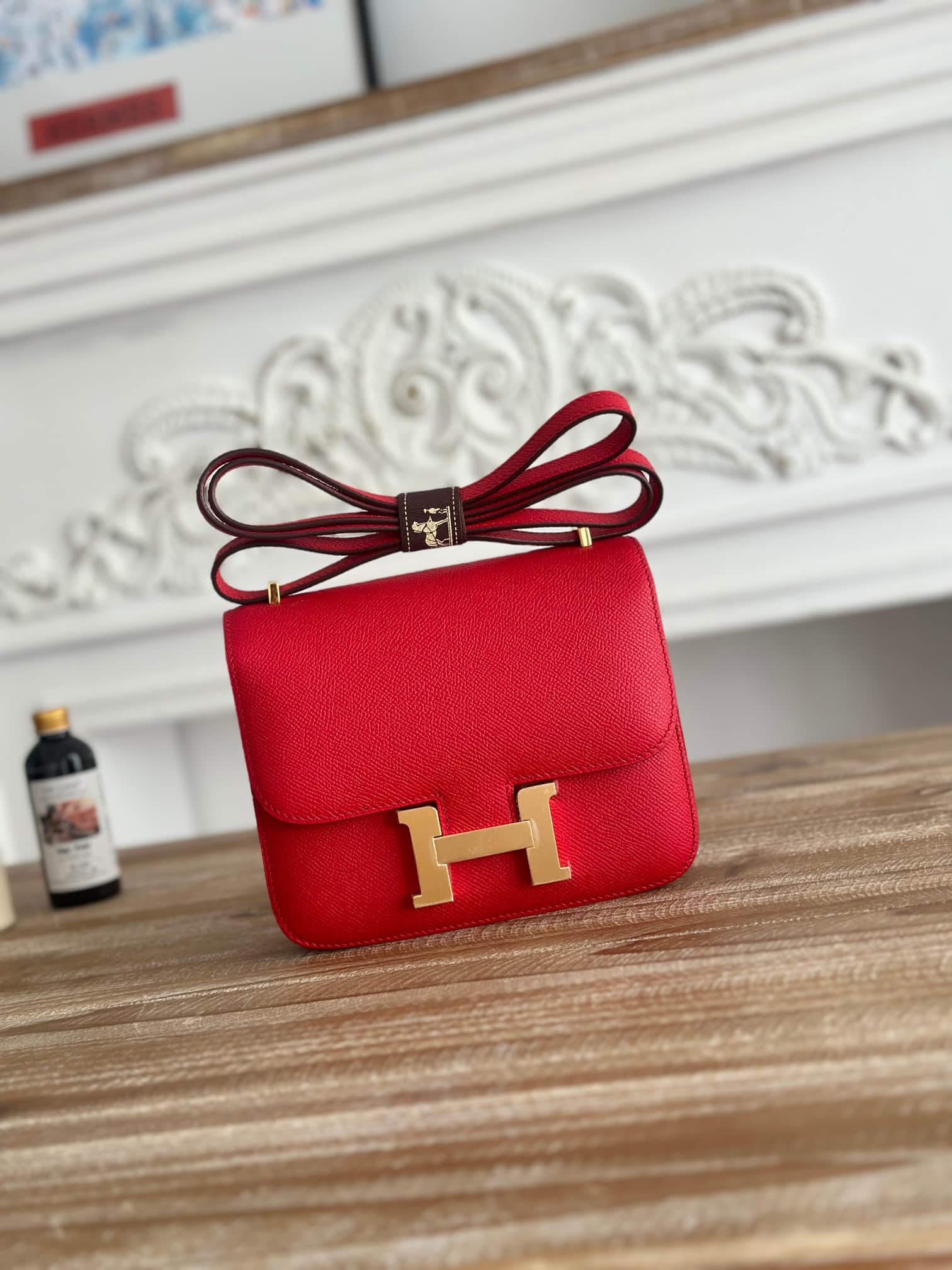 Hermes Mini Constance 18cm Epsom Bag WAX Rouge Casaque High