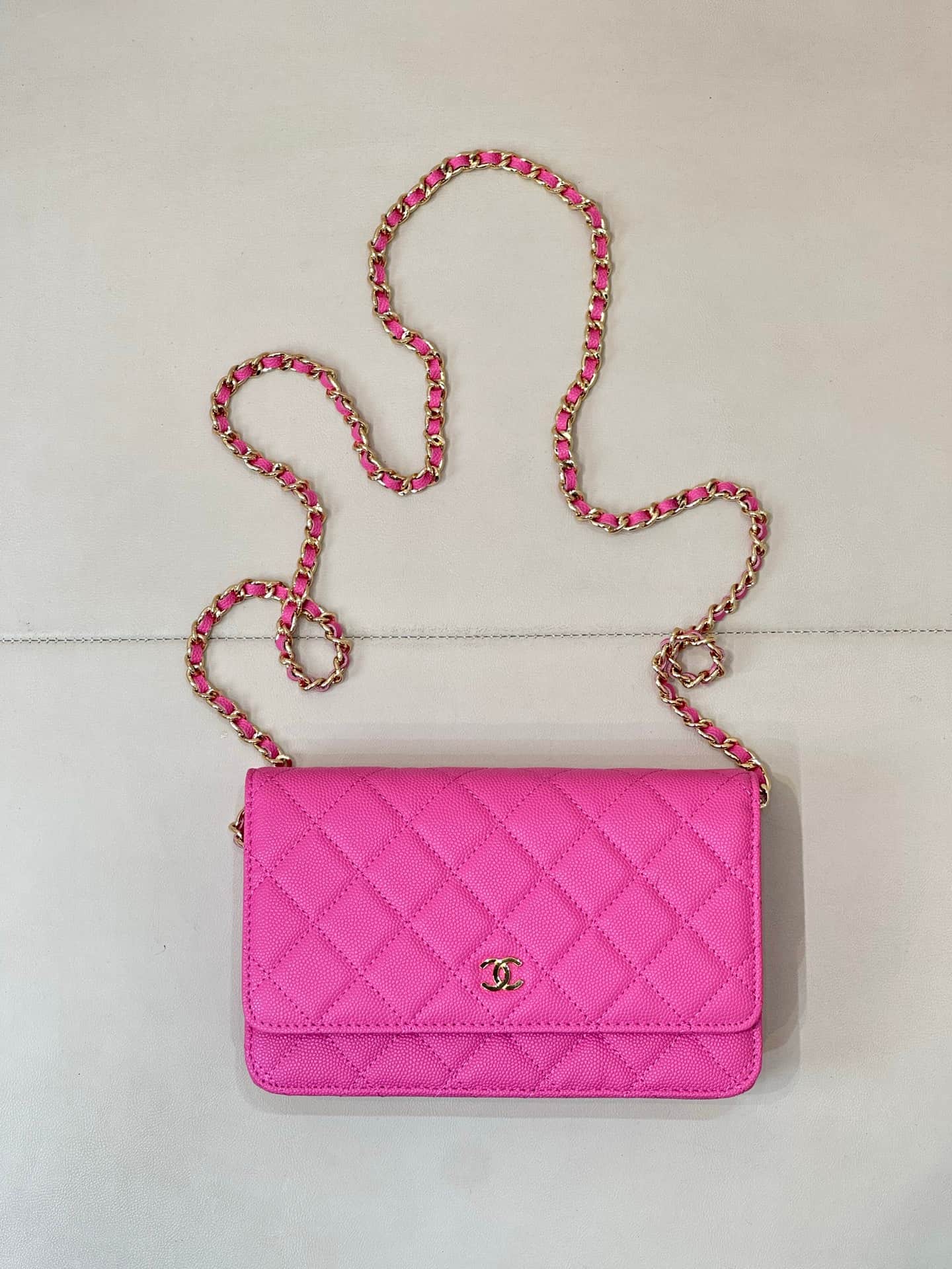 Chanel Wallet on Chain Grained Calfskin& Gold-tone Metal AP0250 Plum Red TOP