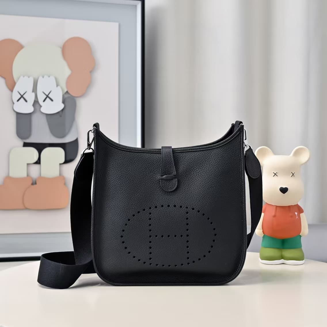 Hermes Evelyne III PM Bag Clemence Leather In Black High