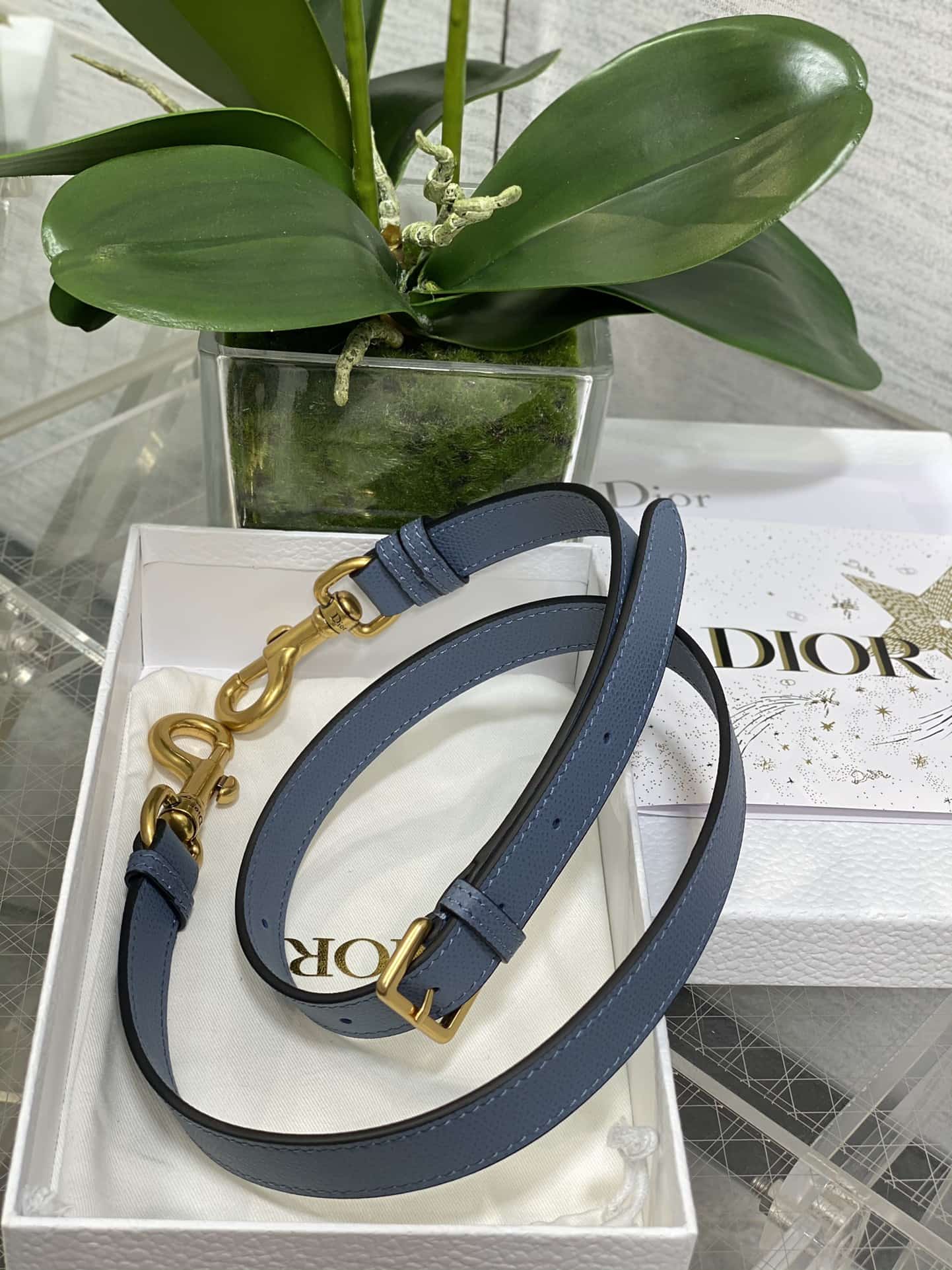 SADDLE BAG Grained Calfskin With Long Strap Dark Blue High