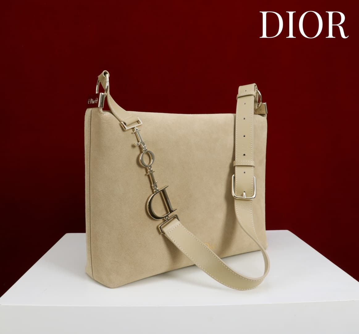 Medium Diorly Bag Sabbia Suede Calfskin Gold lettering High