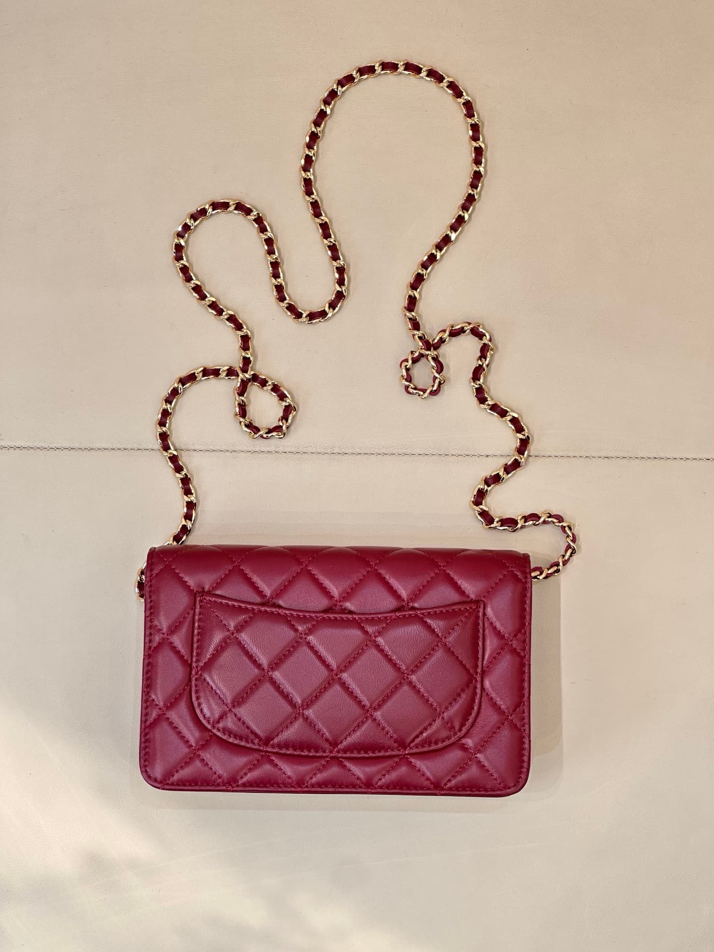 Chanel Wallet on Chain Lambskin& Gold-tone Metal AP0250 Claret TOP