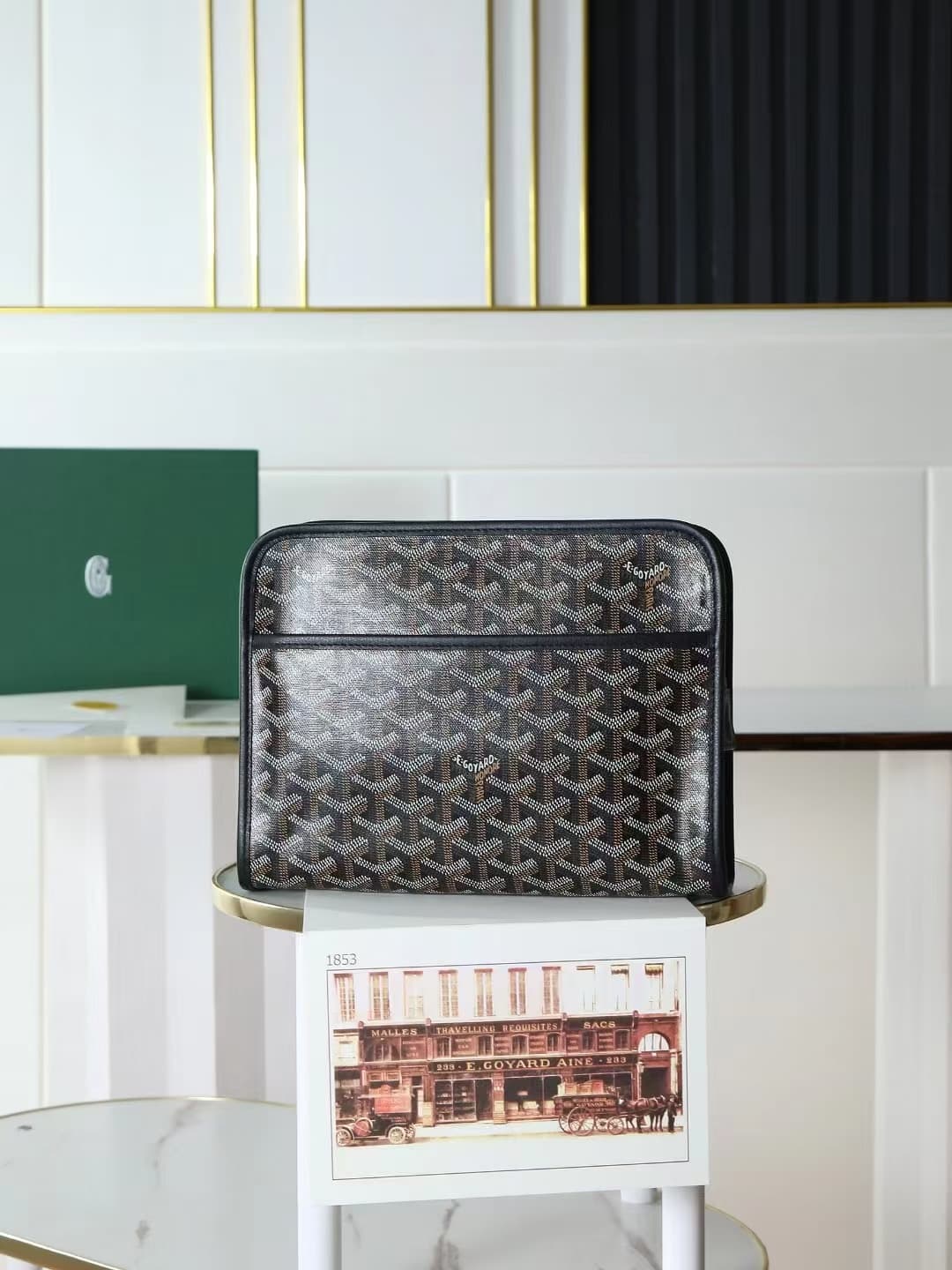 Goyard Jouvence Toiletry Bag in Black Goyardine Canvas High
