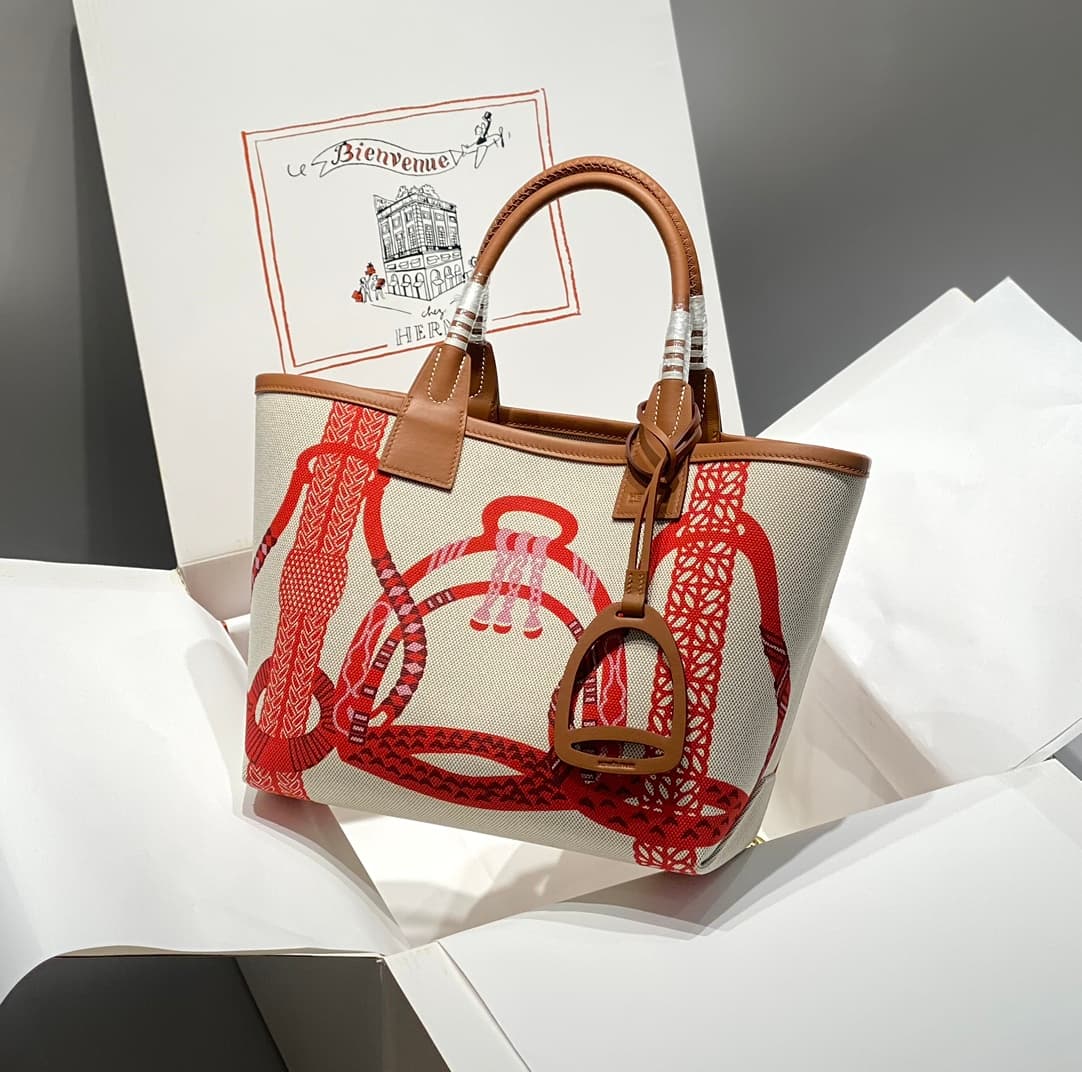 Hermes Steeple Bags Leather with Canvas WAX High