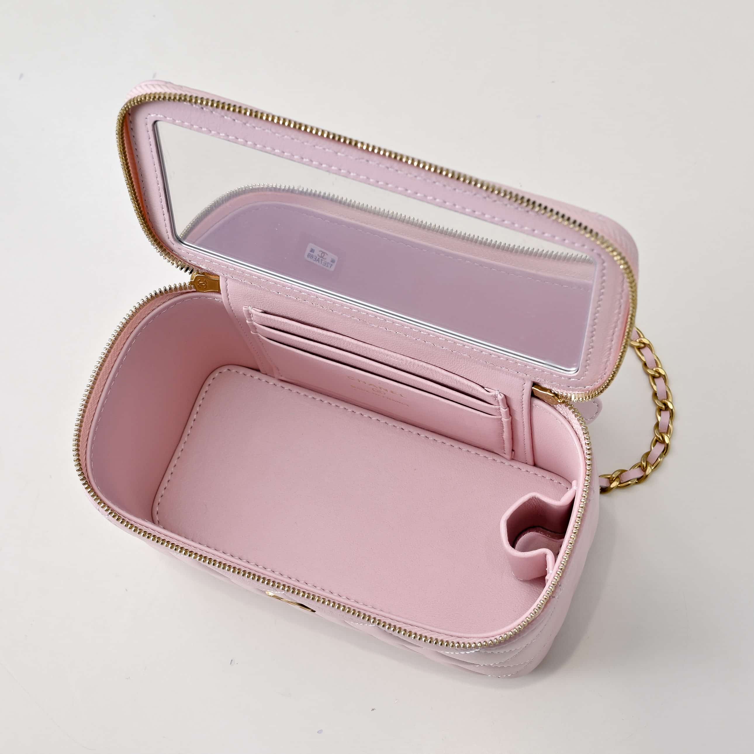 Chanel Vanity with Chain AP2303 Lambskin Gold Metal Pink High