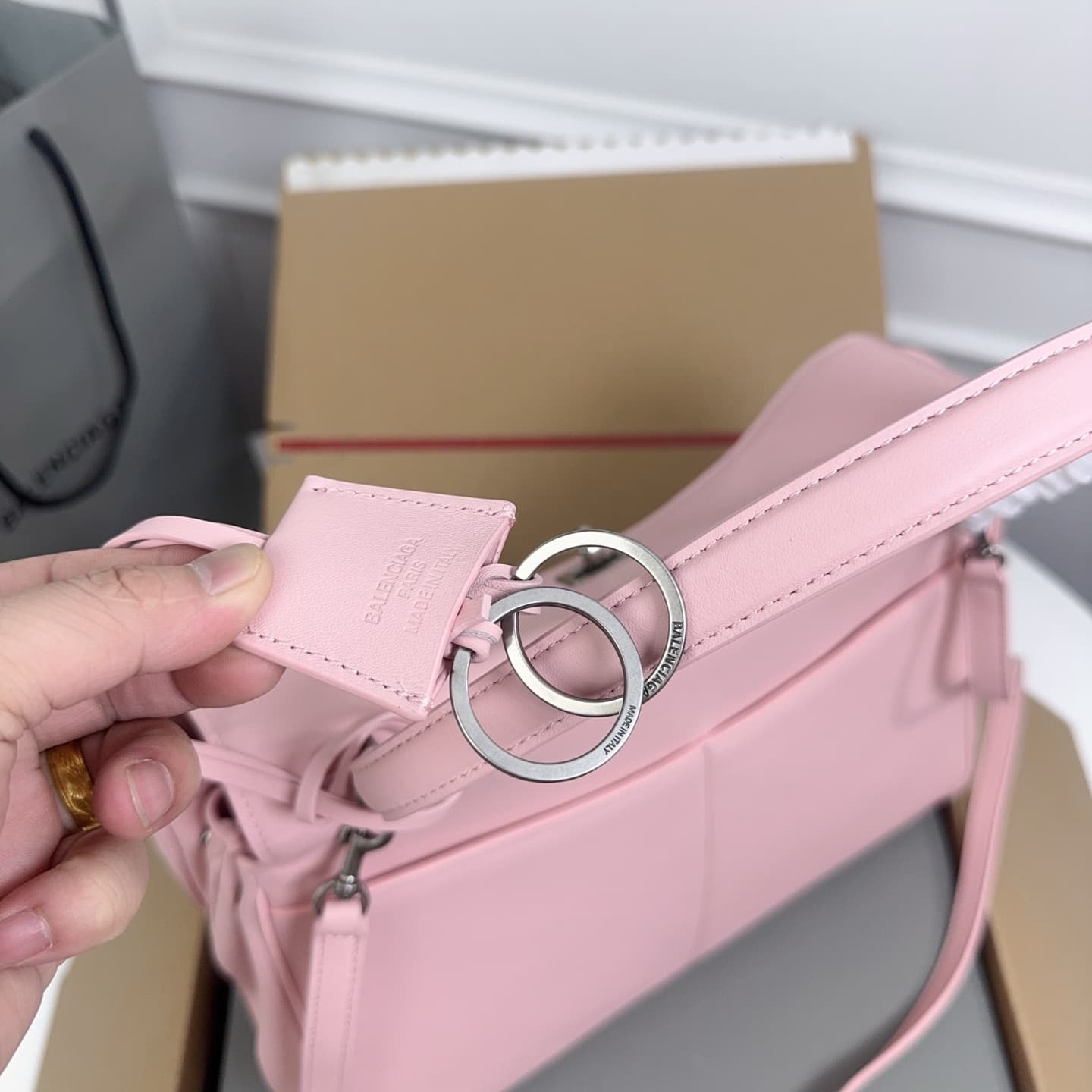 Balenciaga Rodeo Medium Bag in Pink Leather With Silver-Tone Metal High