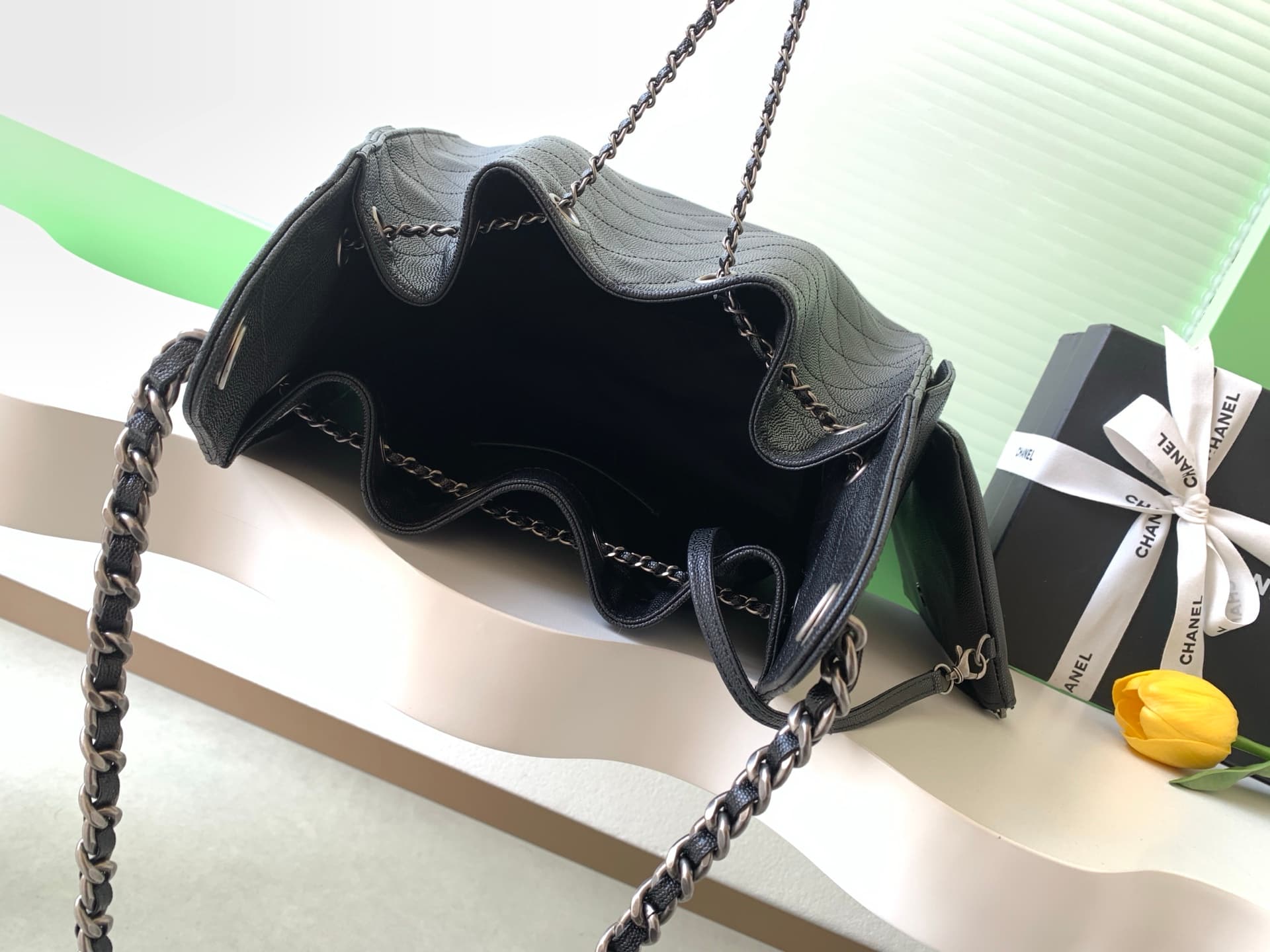 Chanel 25 Medium Hobo handbag AS5311 Grained Calfskin & Silver-tone metal Black A
