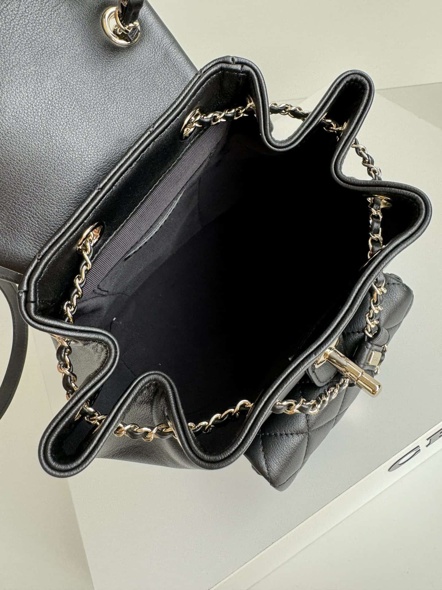 Chanel Small Quilted Duma Backpack Lambskin AS2908 Black High