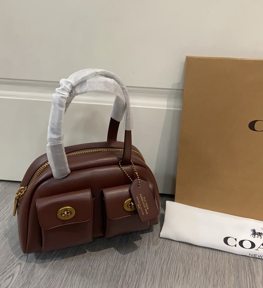 Coach Originals Twin Turnlock Bag 20 in Coffee Leather High