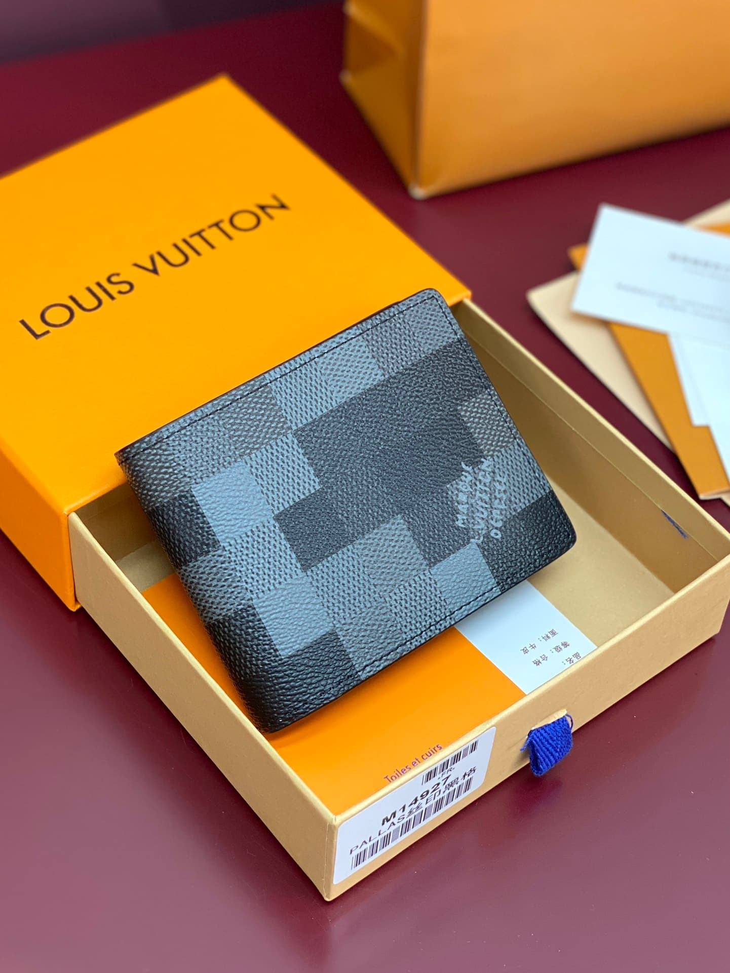 Louis Vuitton Slender Wallet Damoflage Black coated canvas M14927 High