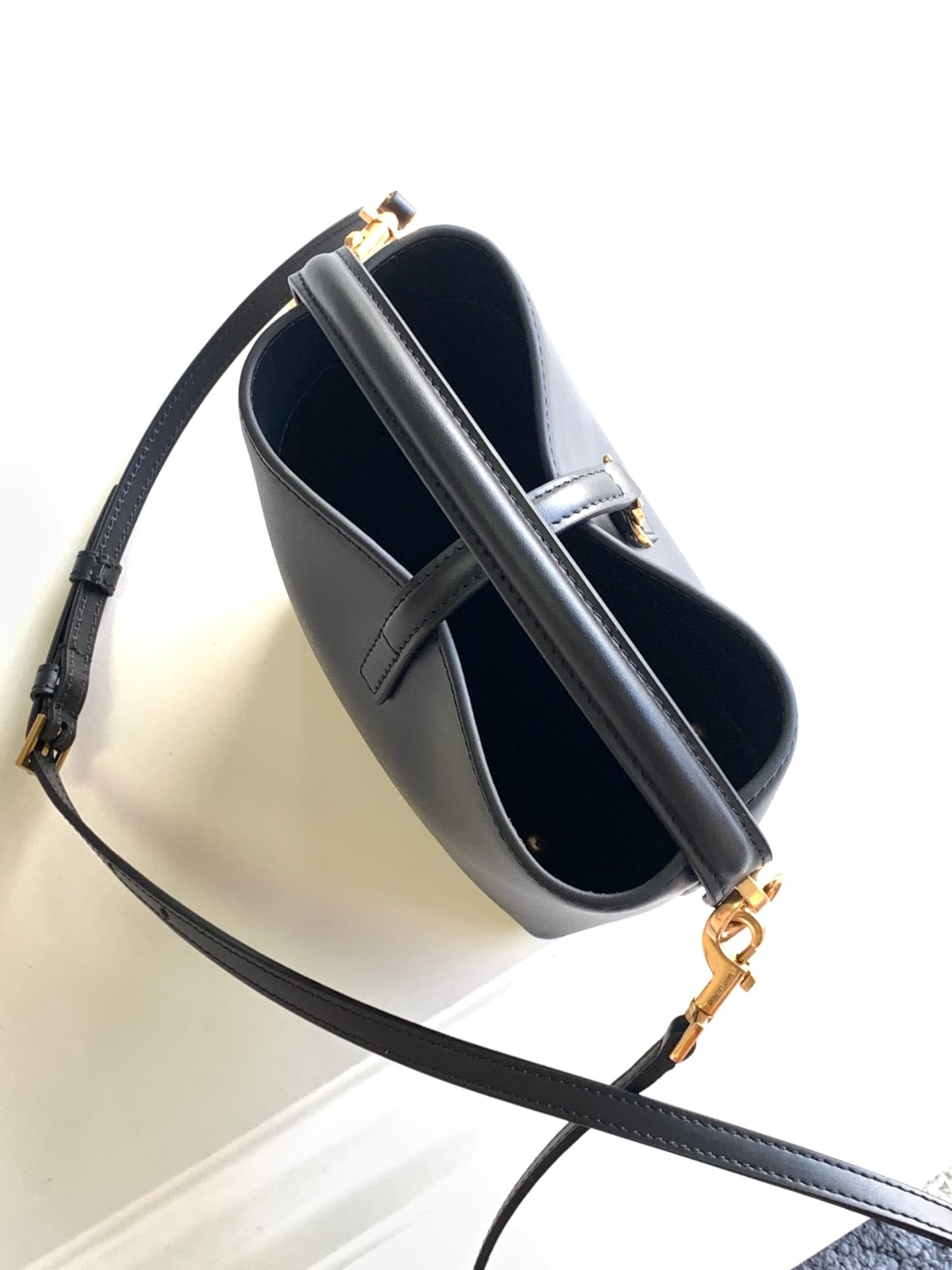 Saint Laurent Le 37 mini black leather bucket bag High