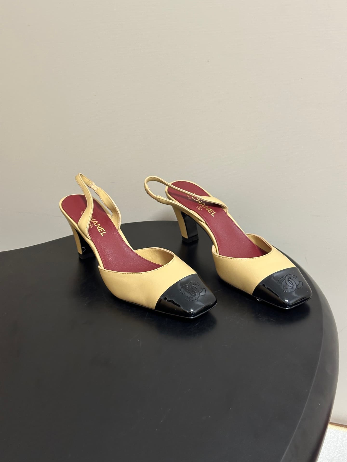 Chanel Two-tone Leather Slingback Heels