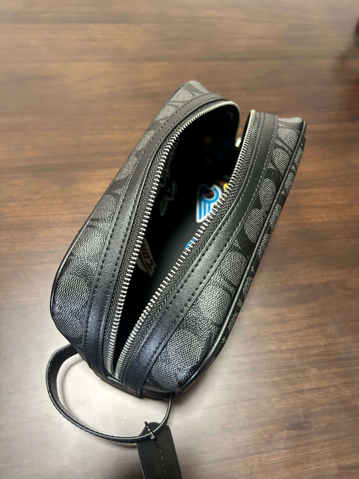 Coach Small Travel Kit in Signature Canvas in Charcoal Grey High