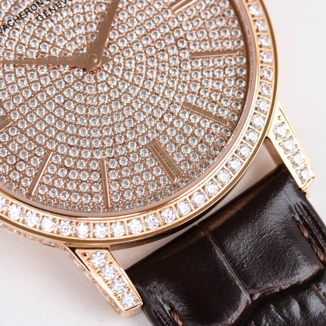 Vacheron Constantin Traditionnelle Watch with Rose Gold  Paved Diamonds TOP