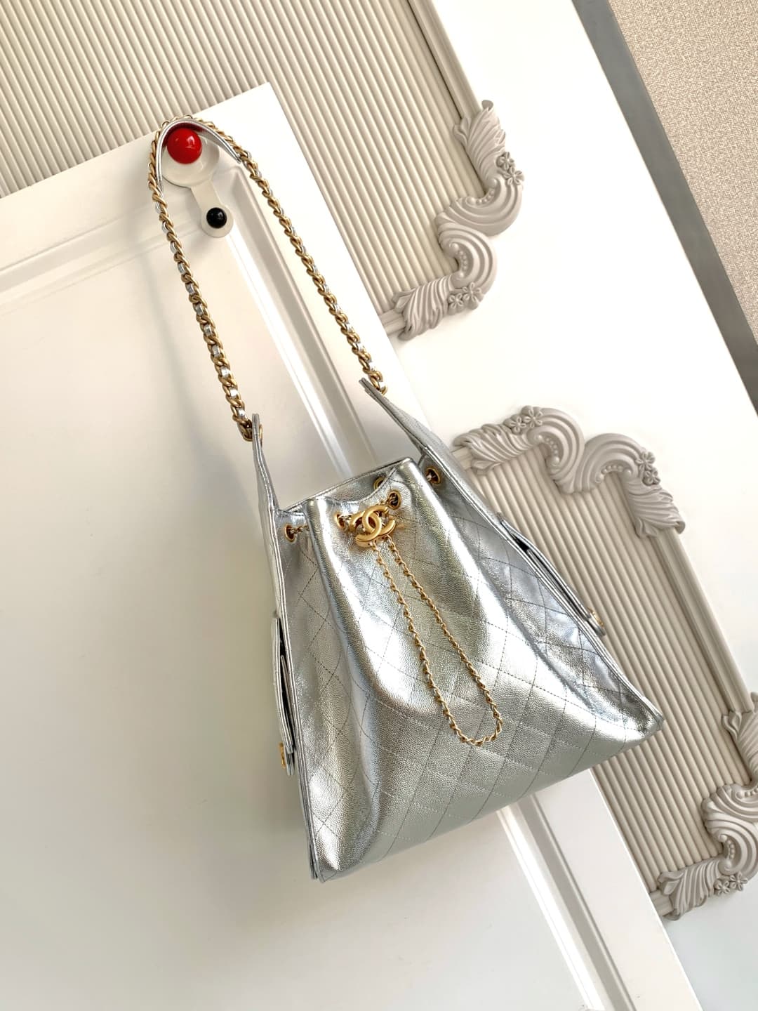 Chanel 25 Medium Hobo Medium handbag AS5311 Grained Calfskin & Gold-tone Metal Silver A