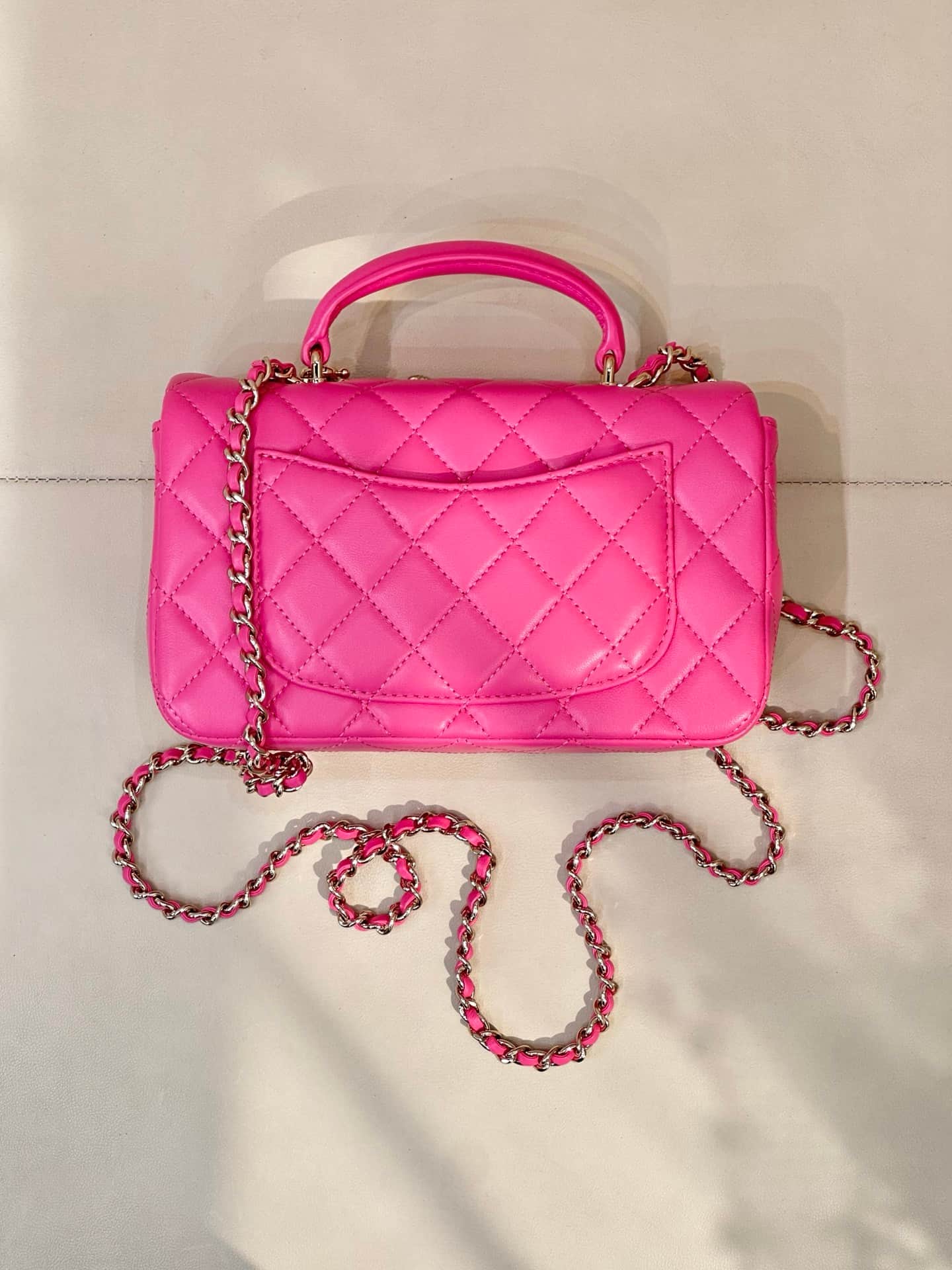 Chanel Mini Classic Handbag Lambskin Strass & Gold-Tone Metal AS2431 rose red TOP