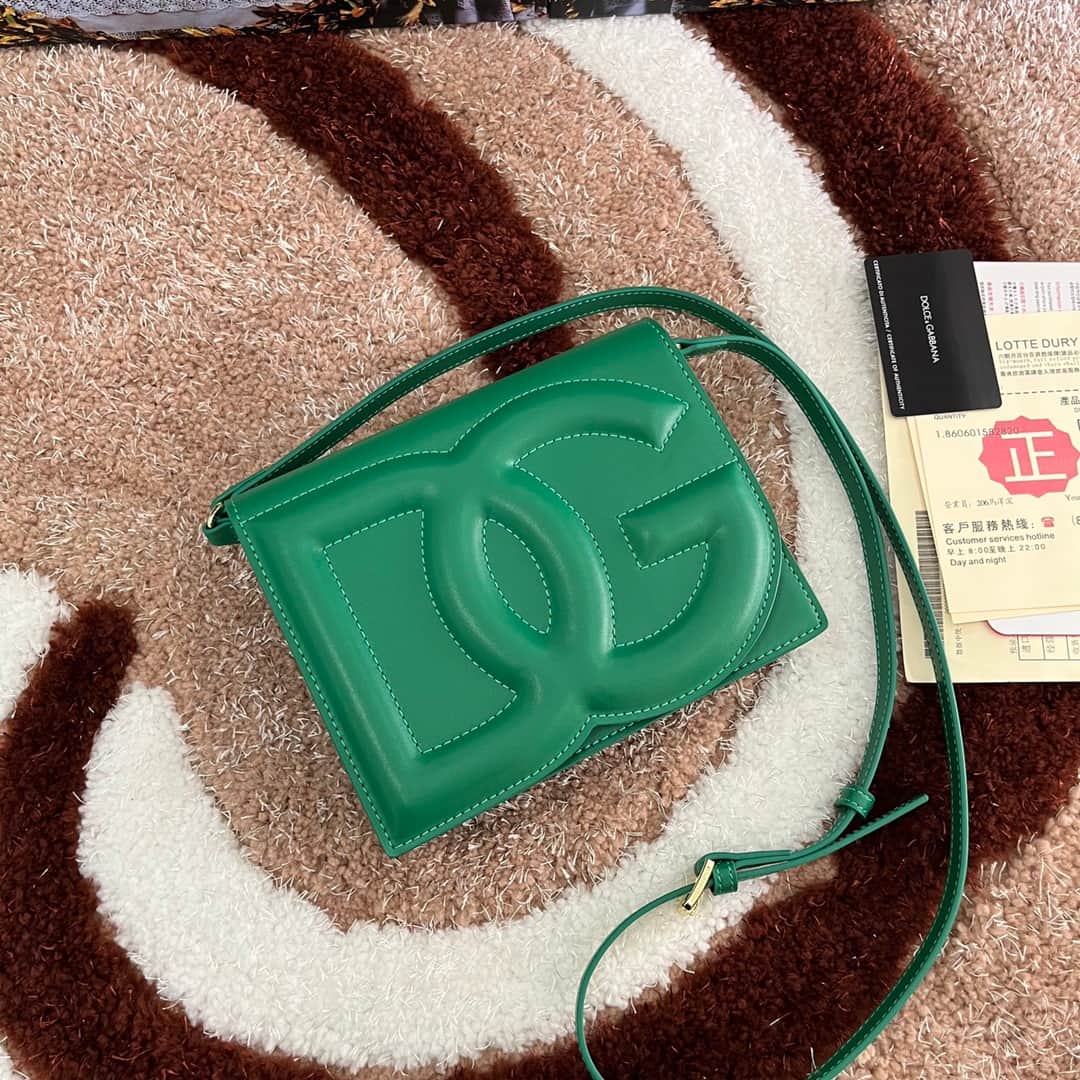 Dolce & Gabbana Green calf leather DG Logo crossbody bag high