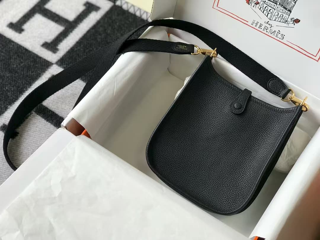 Hermes Evelyne III TPM Mini Bag Togo Leather In Black WAX High